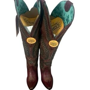 Corral Tall Dark Pink Denim Overlay & EmbroideryWestern Boot